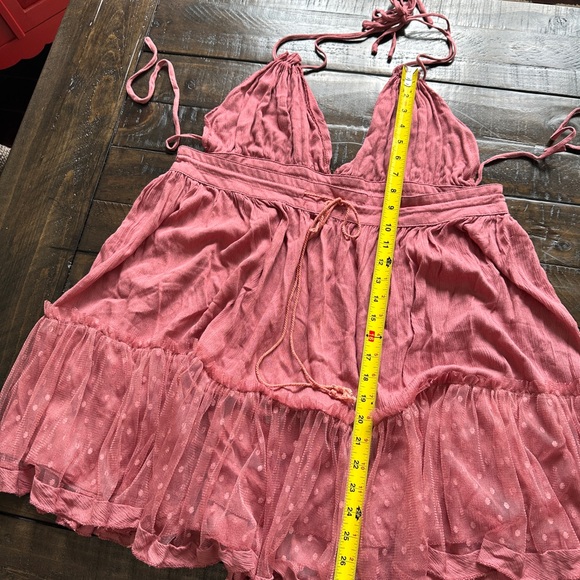 R.Vivimos Womens Summer Halter Deep V Neck Sexy Mini Dress Rose/Pink - Picture 5 of 8